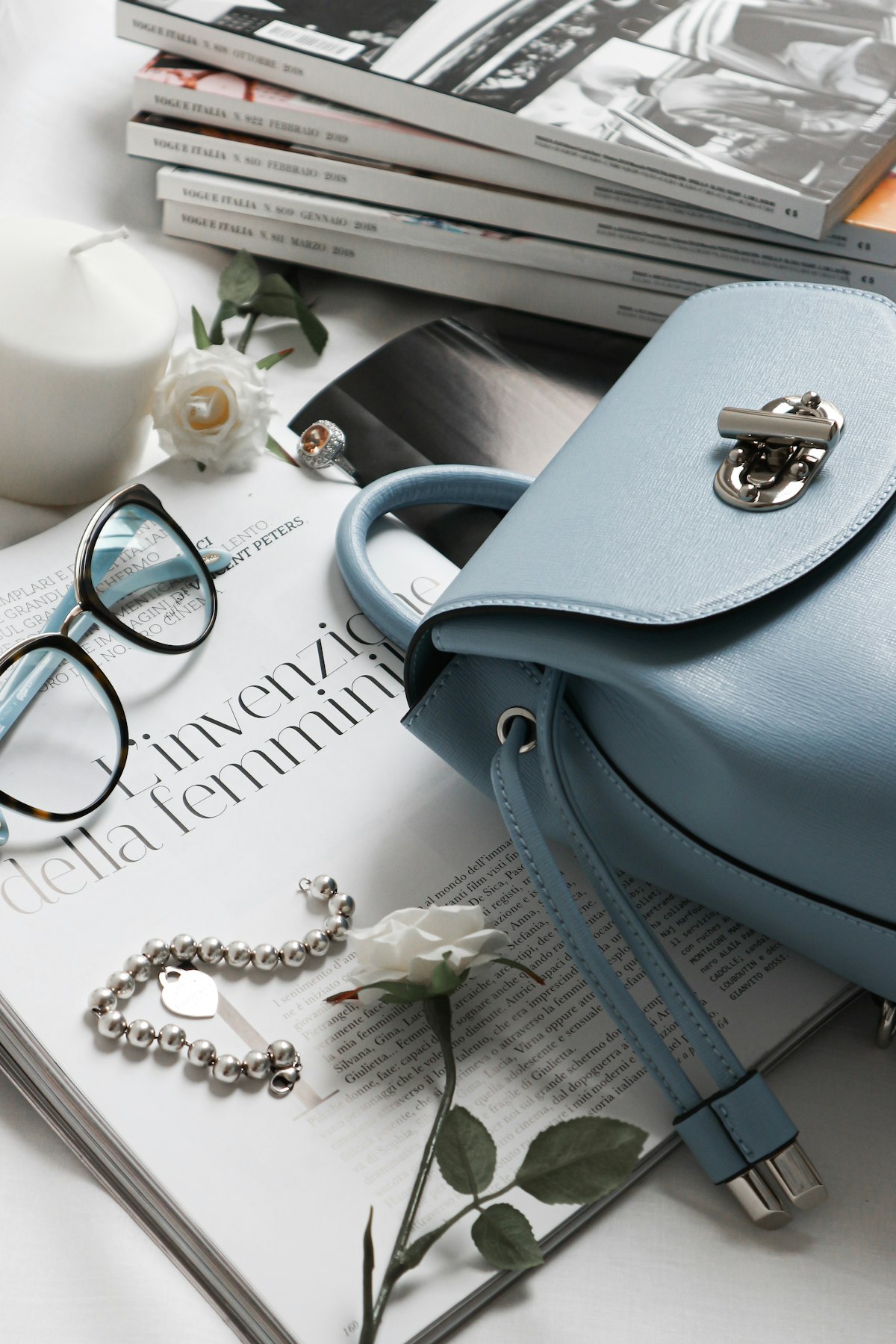 Close inspection of a luxury handbag's hardware and detail