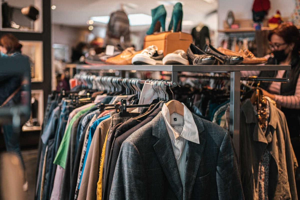 A rack of pre-loved clothes on a rail, ready to swap